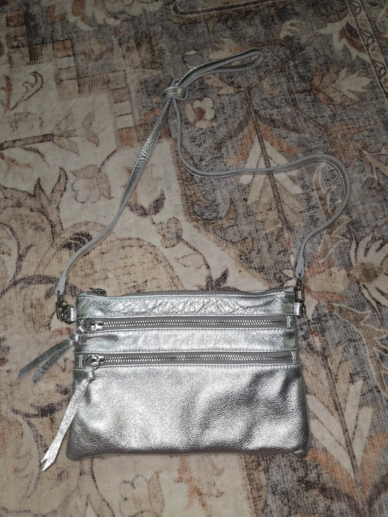 Clarks Handbags - Clarks Metallic Silver Crossbody Bag with Multiple Zips